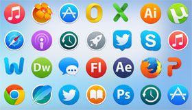 Логотипы различных программных продуктов на синем фоне