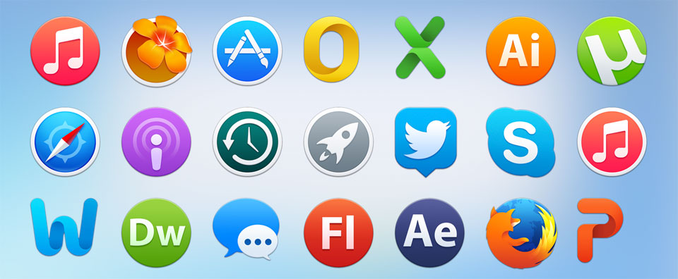 Логотипы различных программных продуктов на синем фоне
